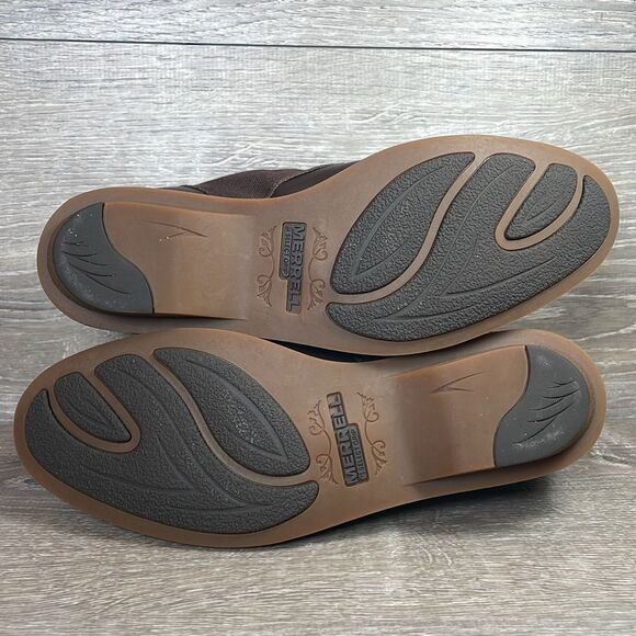 Merrell Adaline Bluff Bracken Leather Canvas Women’s Sz 8 Split Toe Ankle Boots - Picture 8 of 11